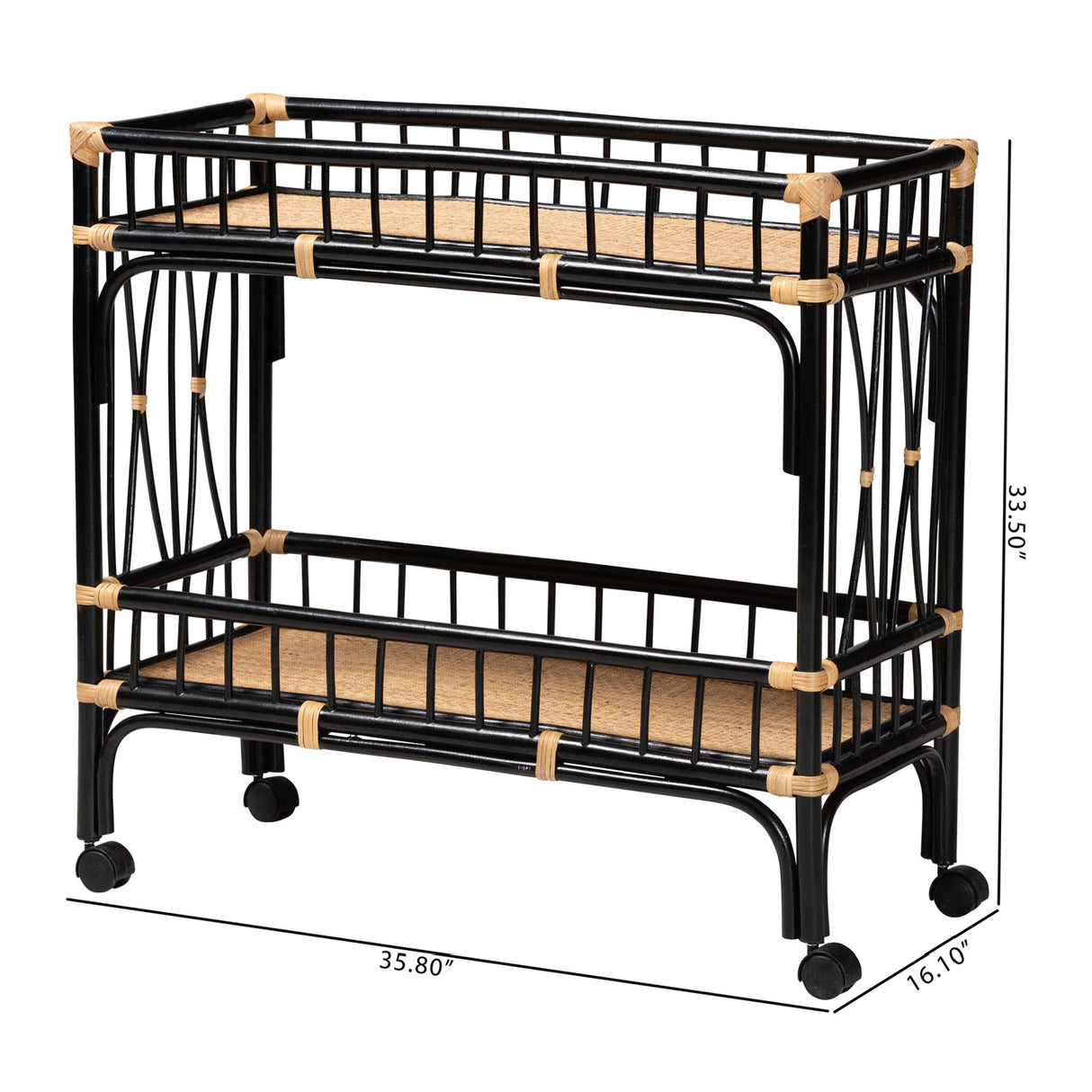   Modern European furniture - Black 2-Tier Kitchen Cart - www.oroa.com | Oroa.com