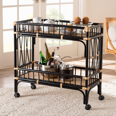   Modern European furniture - Black 2-Tier Kitchen Cart - www.oroa.com | Oroa.com