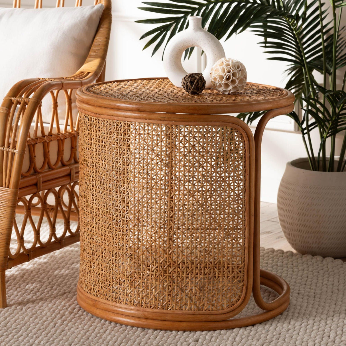   Modern European furniture - Woven Rattan Round End Table - www.oroa.com | Oroa.com