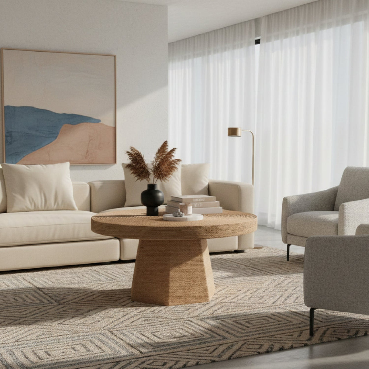   Modern European furniture - Organic Shaped Jute Coffee Table - www.oroa.com | Oroa.com