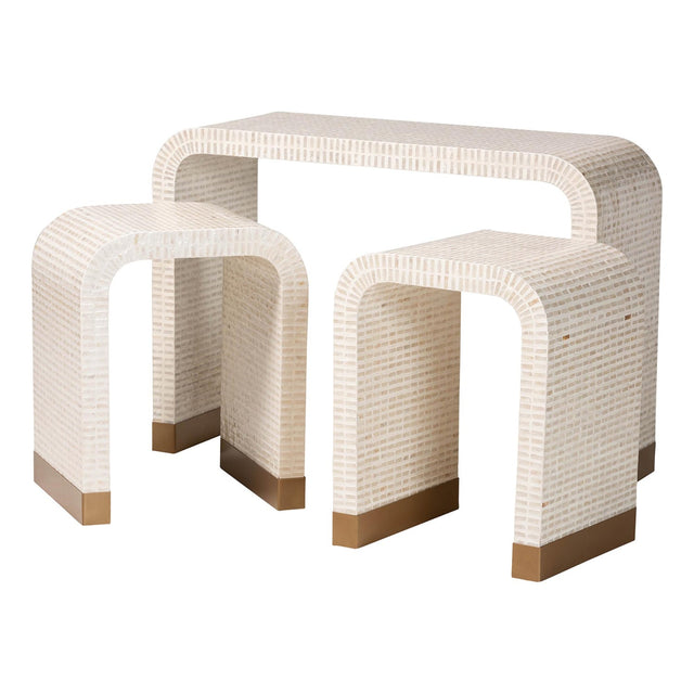 Modern European furniture - White Capiz Shell Accent Tables 3 - www.oroa.com