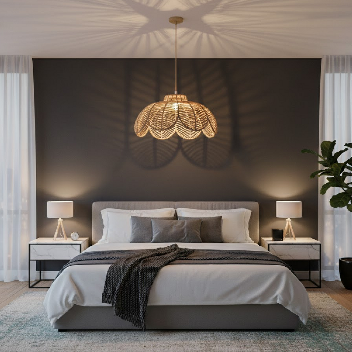   Modern European furniture - Rattan Petal Shaped Pendant Lamp - www.oroa.com | Oroa.com