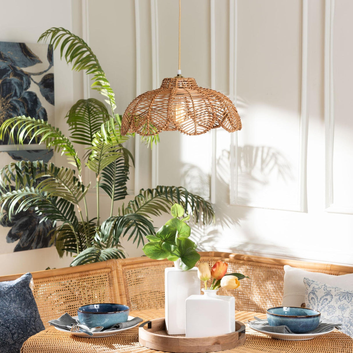   Modern European furniture - Rattan Petal Shaped Pendant Lamp - www.oroa.com | Oroa.com