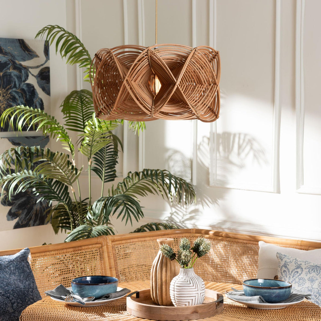   Modern European furniture - Geometrical 3D Rattan Pendant Lamp - www.oroa.com | Oroa.com