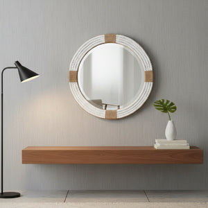   Modern European furniture - White Woven Round Mirror - www.oroa.com | Oroa.com