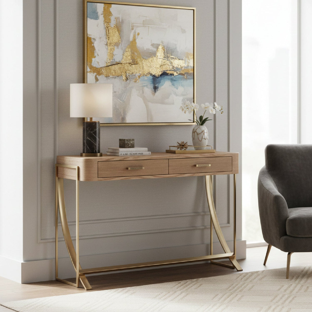   Modern European furniture - 2 Drawer Wooden Console Table - www.oroa.com | Oroa.com