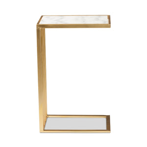   Modern European furniture - Gold C Shaped Marble End Table - www.oroa.com | Oroa.com