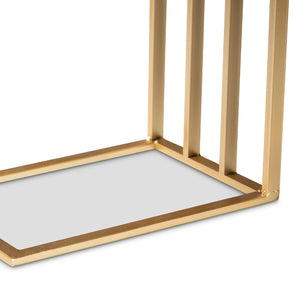   Modern European furniture - Gold C Shaped Marble End Table - www.oroa.com | Oroa.com