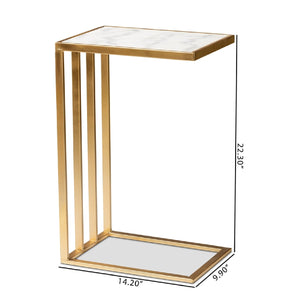   Modern European furniture - Gold C Shaped Marble End Table - www.oroa.com | Oroa.com