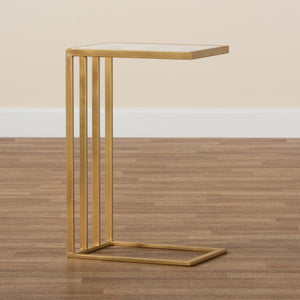   Modern European furniture - Gold C Shaped Marble End Table - www.oroa.com | Oroa.com
