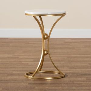   Modern European furniture - Gold Concave Marble End Table - www.oroa.com | Oroa.com