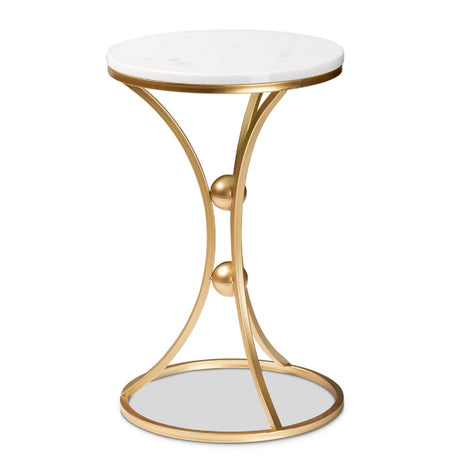   Modern European furniture - Gold Concave Marble End Table - www.oroa.com | Oroa.com