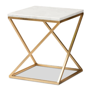   Modern European furniture - Gold Framed Marble End Table - www.oroa.com | Oroa.com