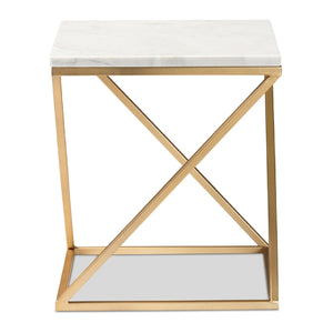   Modern European furniture - Gold Framed Marble End Table - www.oroa.com | Oroa.com