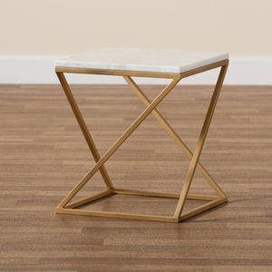   Modern European furniture - Gold Framed Marble End Table - www.oroa.com | Oroa.com