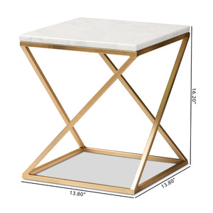   Modern European furniture - Gold Framed Marble End Table - www.oroa.com | Oroa.com