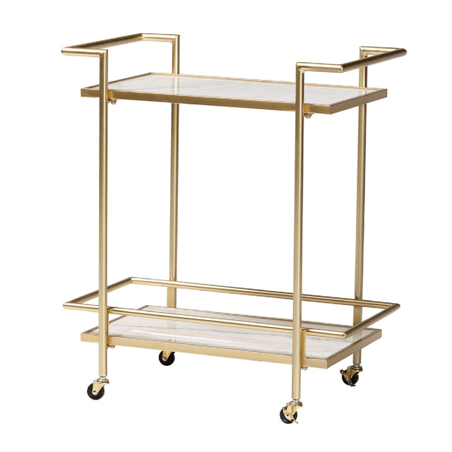 Modern European furniture - Gold-Framed Marble Wine Cart - www.oroa.com