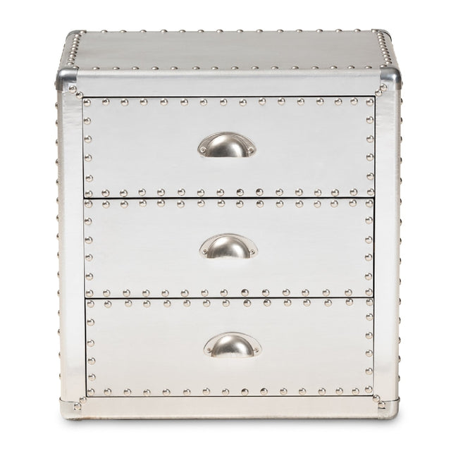Modern European furniture - Silver 3 Drawer End Table - www.oroa.com
