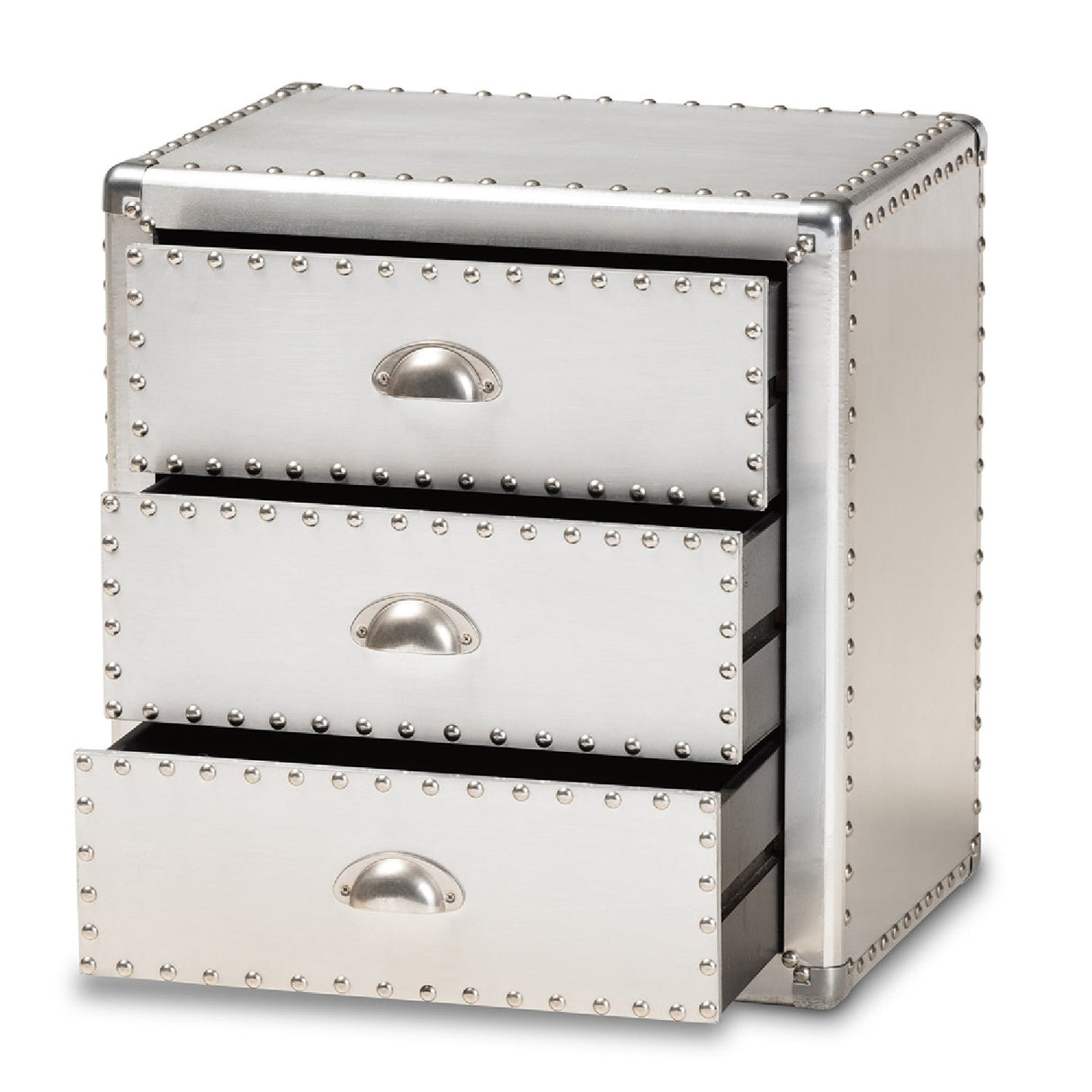   Modern European furniture - Silver 3 Drawer End Table - www.oroa.com | Oroa.com