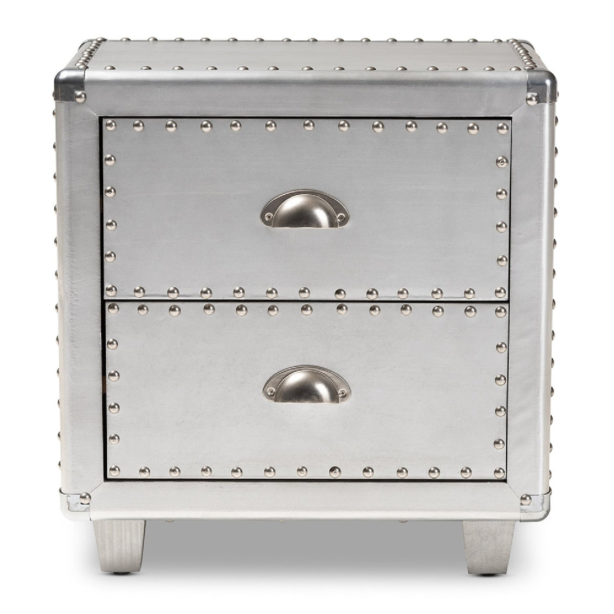   Modern European furniture - Silver Industrial 2 Drawer End Table - www.oroa.com | Oroa.com