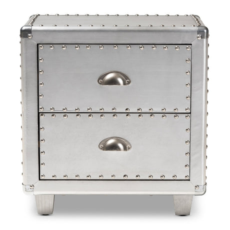   Modern European furniture - Silver Industrial 2 Drawer End Table - www.oroa.com | Oroa.com