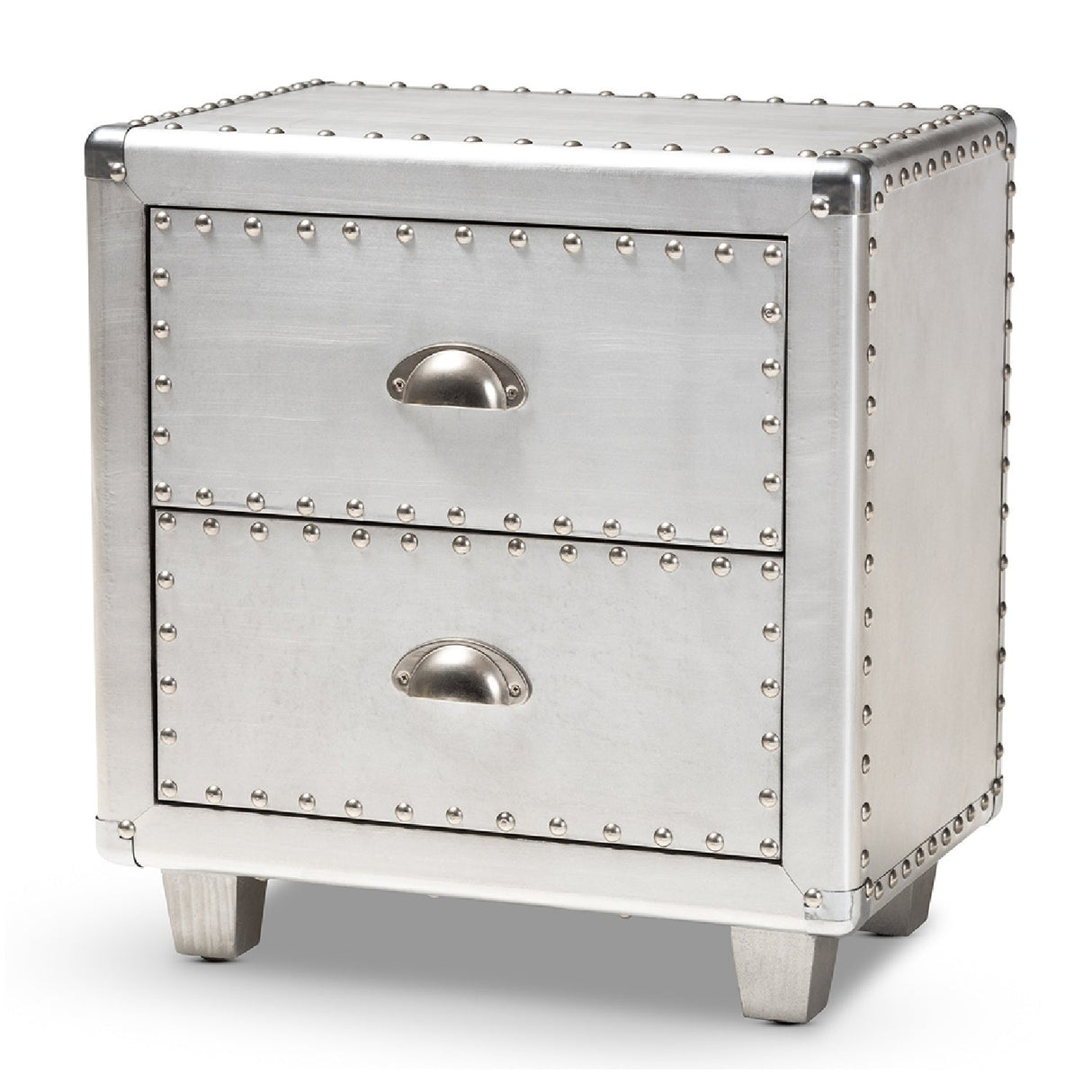   Modern European furniture - Silver Industrial 2 Drawer End Table - www.oroa.com | Oroa.com