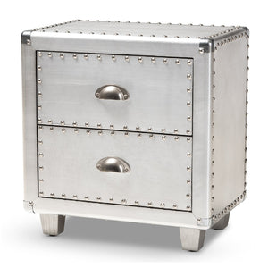   Modern European furniture - Silver Industrial 2 Drawer End Table - www.oroa.com | Oroa.com