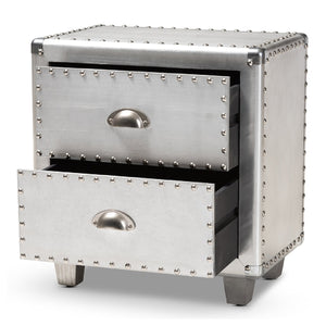   Modern European furniture - Silver Industrial 2 Drawer End Table - www.oroa.com | Oroa.com