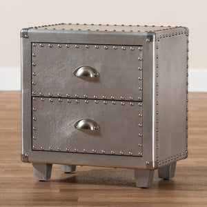   Modern European furniture - Silver Industrial 2 Drawer End Table - www.oroa.com | Oroa.com