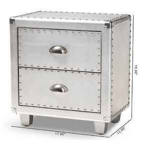   Modern European furniture - Silver Industrial 2 Drawer End Table - www.oroa.com | Oroa.com