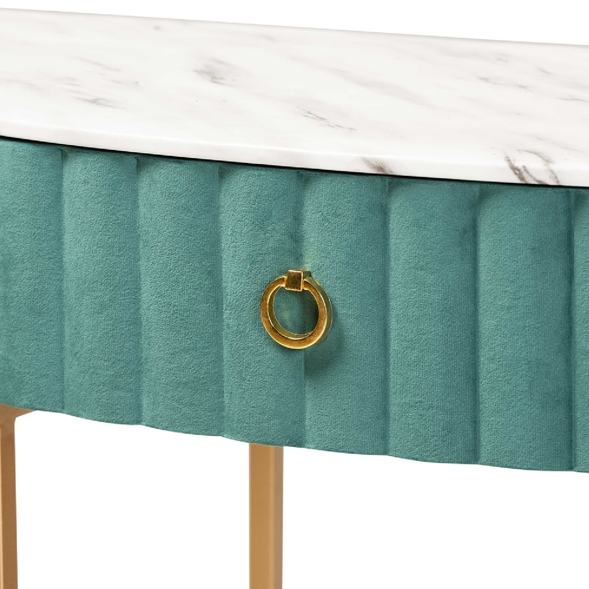   Modern European furniture - Green Velvet 1 Drawer Console Table - www.oroa.com | Oroa.com