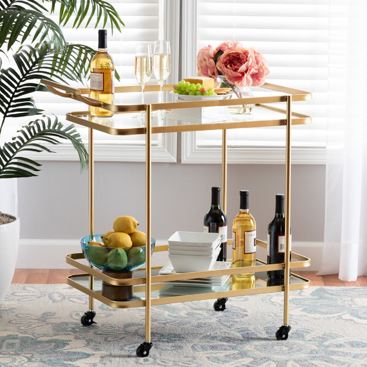   Modern European furniture - Gold Mobile Wine Bar Cart - www.oroa.com | Oroa.com