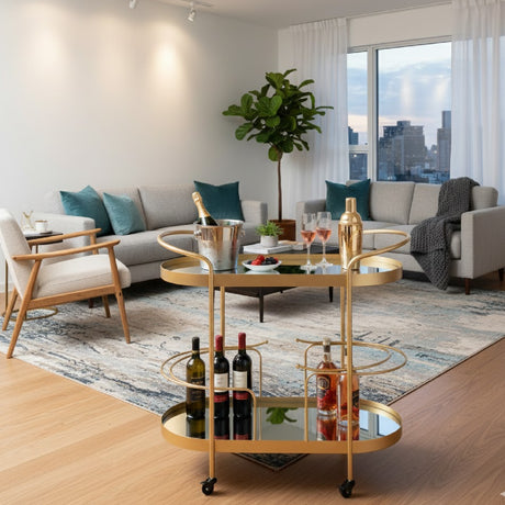   Modern European furniture - Brushed Gold Wine Bar Cart - www.oroa.com | Oroa.com