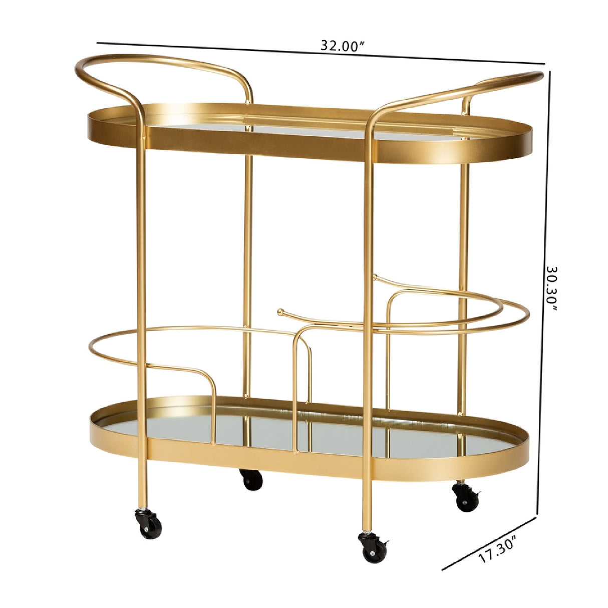   Modern European furniture - Brushed Gold Wine Bar Cart - www.oroa.com | Oroa.com