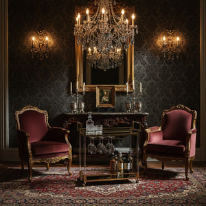   Modern European furniture - Gold & Glass Wine Cart  - www.oroa.com | Oroa.com