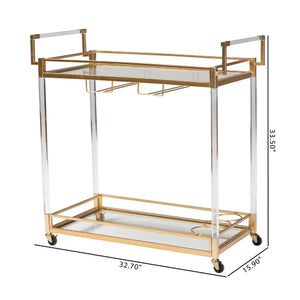   Modern European furniture - Gold & Glass Wine Cart  - www.oroa.com | Oroa.com