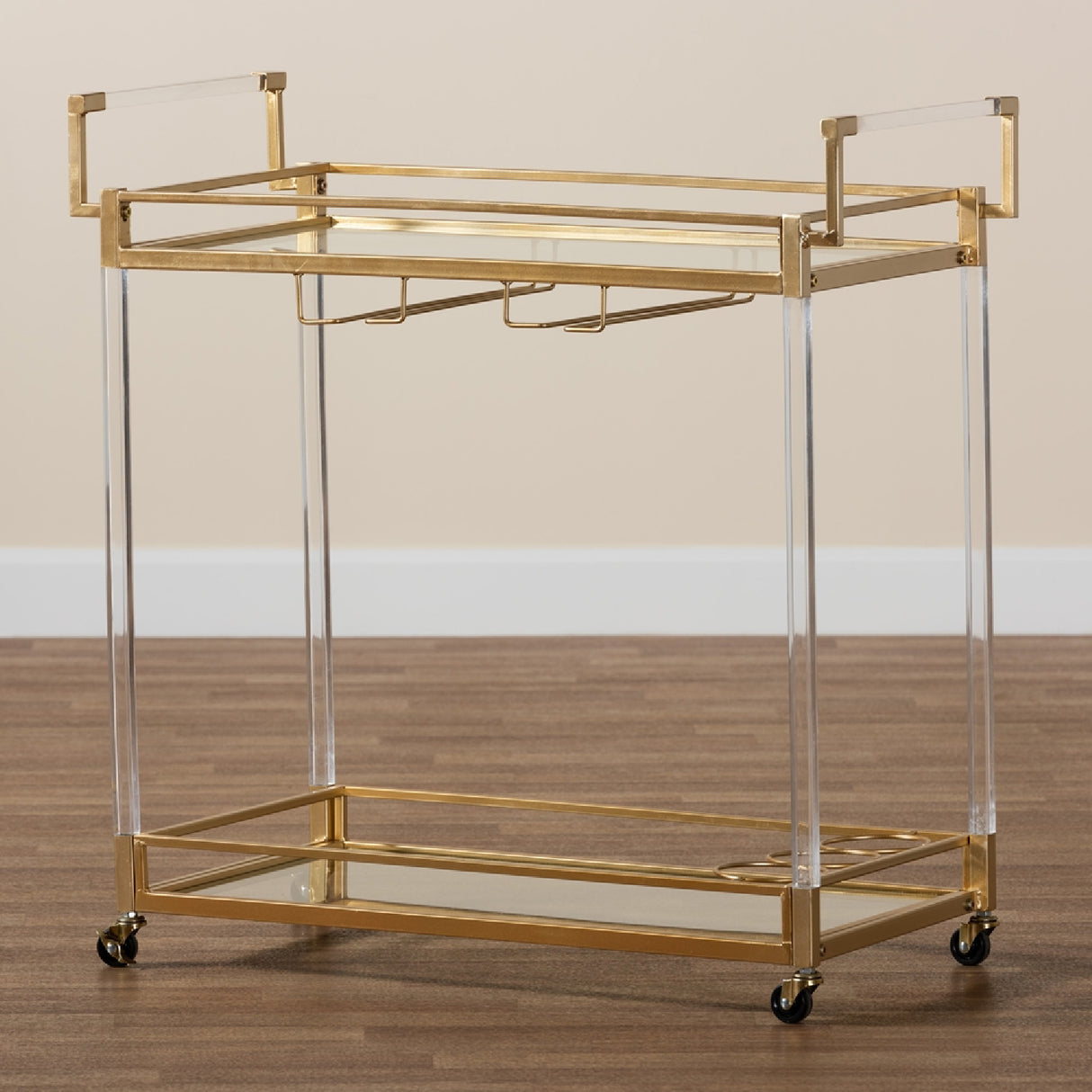   Modern European furniture - Gold & Glass Wine Cart  - www.oroa.com | Oroa.com