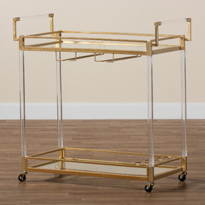   Modern European furniture - Gold & Glass Wine Cart  - www.oroa.com | Oroa.com