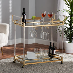   Modern European furniture - Gold & Glass Wine Cart  - www.oroa.com | Oroa.com
