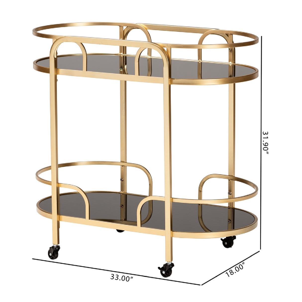   Modern European furniture - Gold 2-Tier Wine Cart - www.oroa.com | Oroa.com