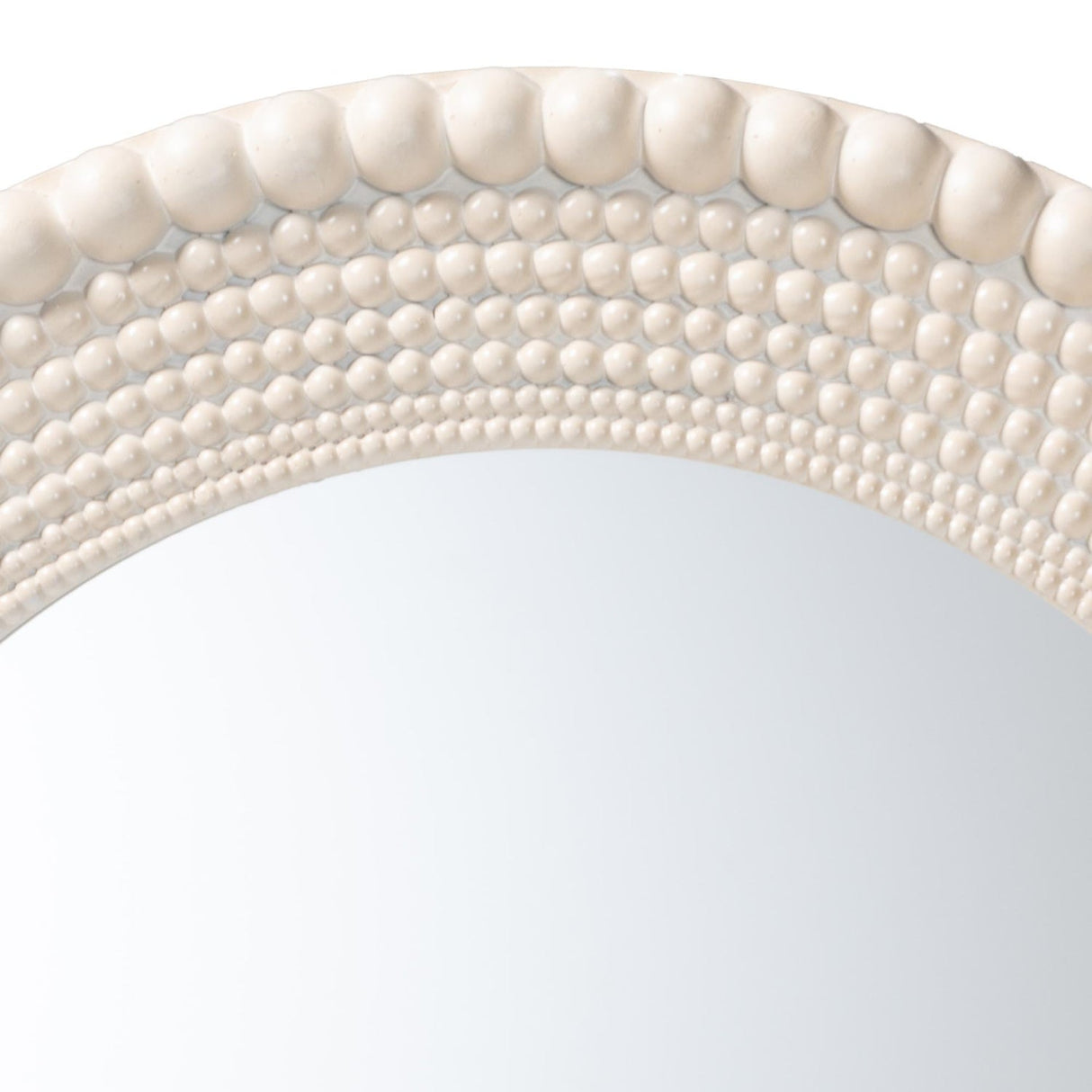  Contract furniture - Round White Beaded Accent Mirror -  www.oroatrade.com | Oroa.com