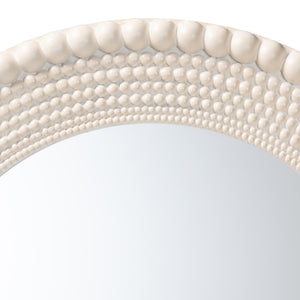   Contract furniture - Round White Beaded Accent Mirror -  www.oroatrade.com | Oroa.com
