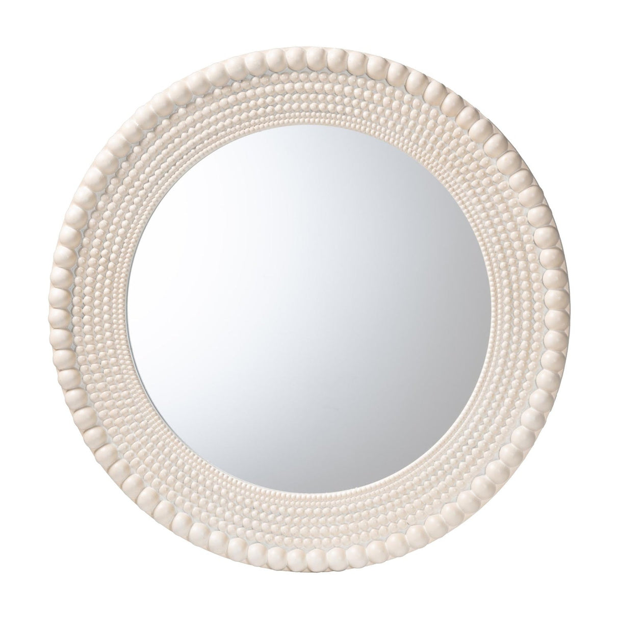   Contract furniture - Round White Beaded Accent Mirror -  www.oroatrade.com | Oroa.com