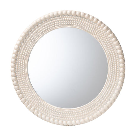   Contract furniture - Round White Beaded Accent Mirror -  www.oroatrade.com | Oroa.com