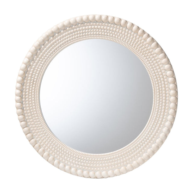 Contract furniture - Round White Beaded Accent Mirror -  www.oroatrade.com