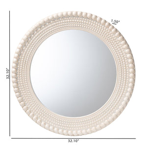   Contract furniture - Round White Beaded Accent Mirror -  www.oroatrade.com | Oroa.com