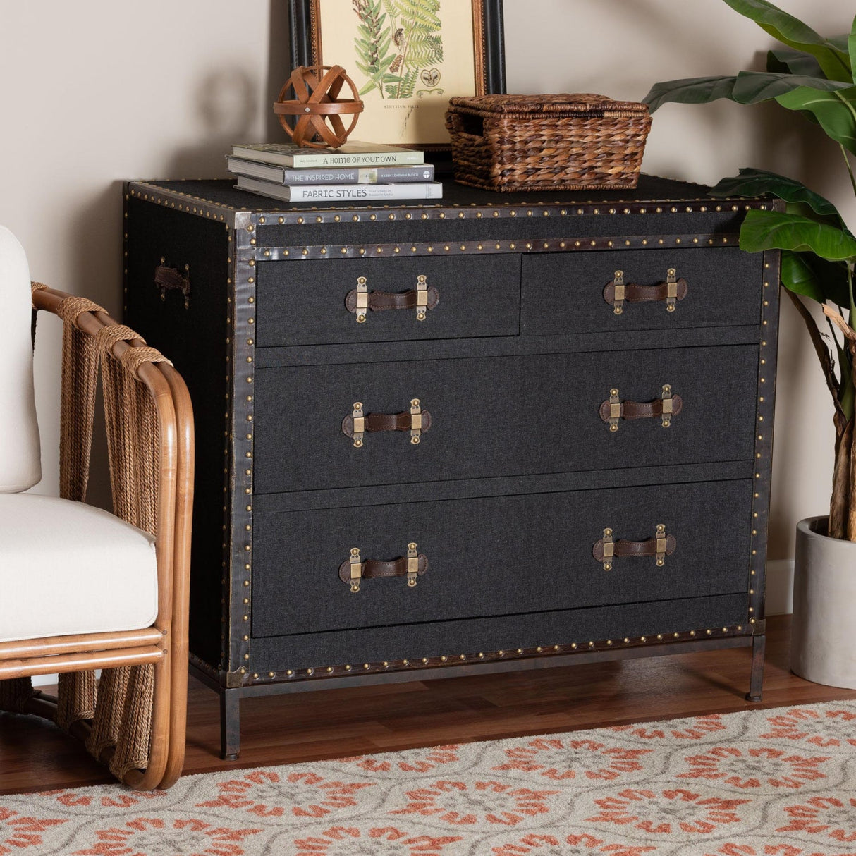   Modern European furniture - Vintage Black 4 Drawer Cabinet - www.oroa.com | Oroa.com