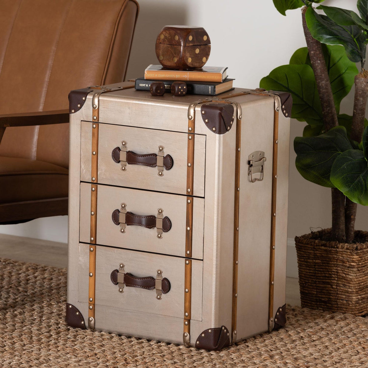   Modern European furniture - Vintage Bronze 3 Drawer Cabinet - www.oroa.com | Oroa.com