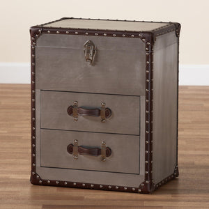   Modern European furniture - Vintage Silver 2 Drawer End Table - www.oroa.com | Oroa.com
