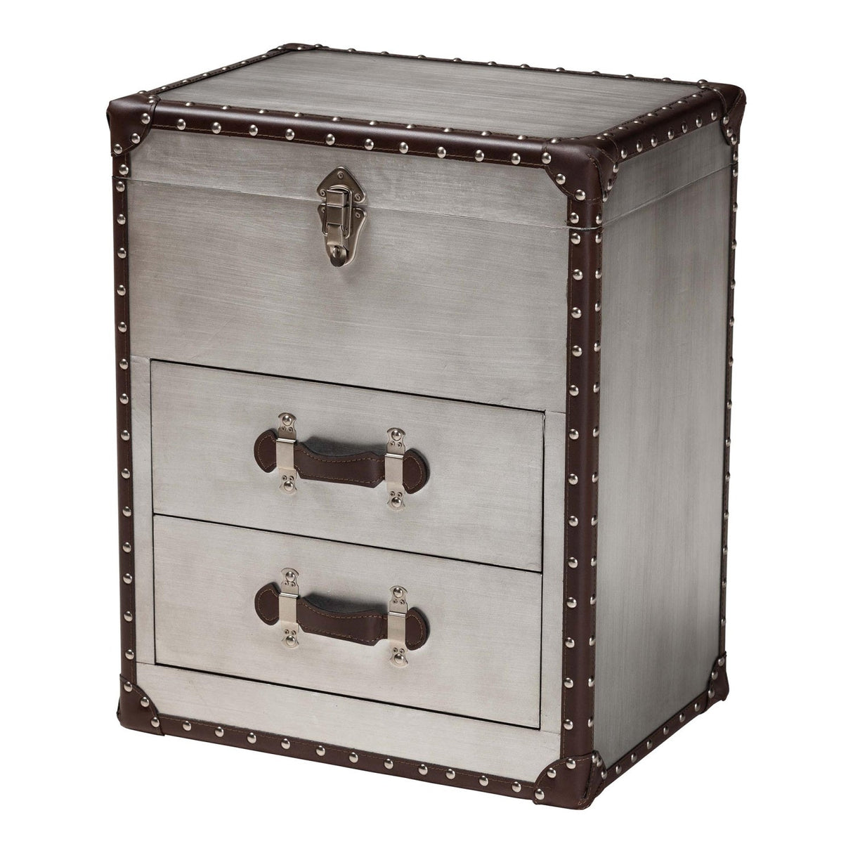   Modern European furniture - Vintage Silver 2 Drawer End Table - www.oroa.com | Oroa.com
